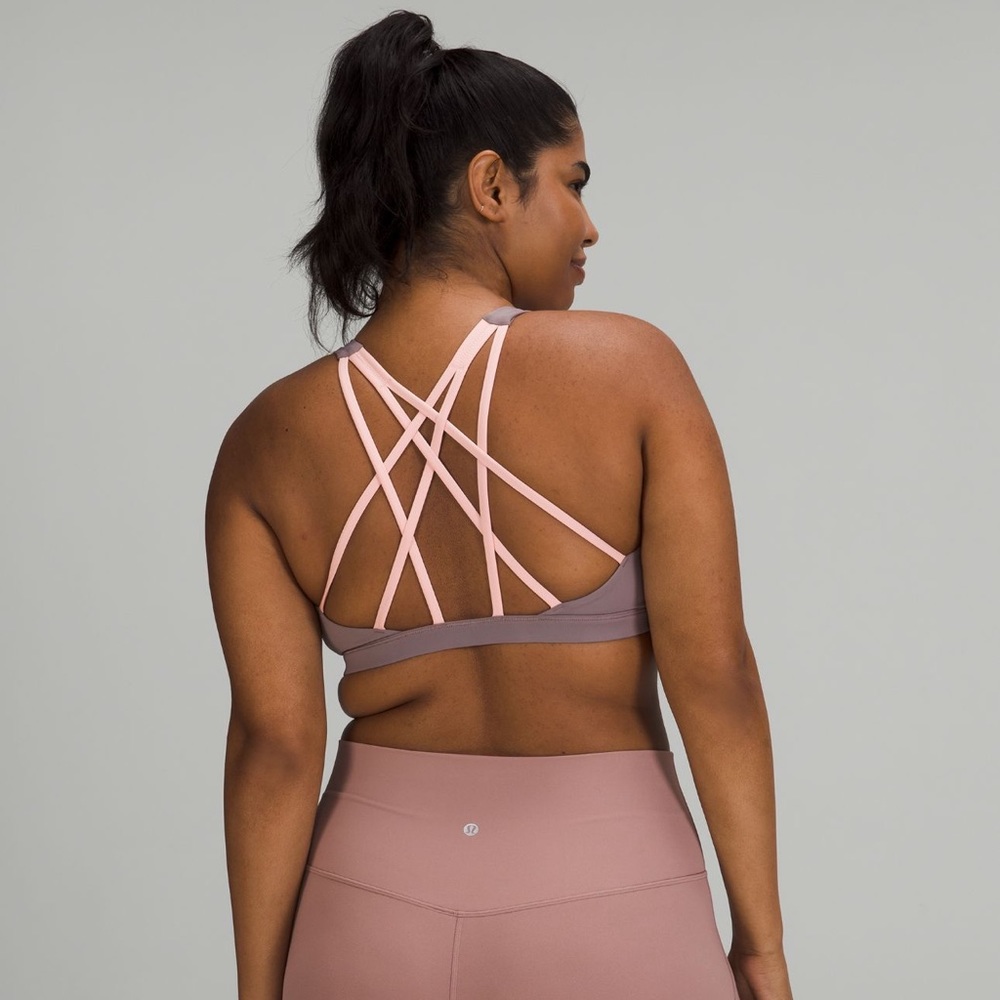 NWT Lululemon Free to Be Serene Bra lunar rock/dew pink sz 2 - Picture 2 of 7